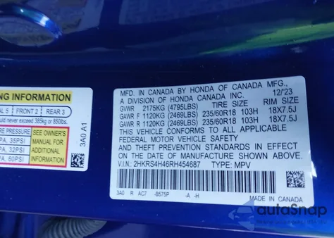 2024 Honda Cr-V Ex Awd из США, поврежденный, VIN 2HKRS4H46RH454687